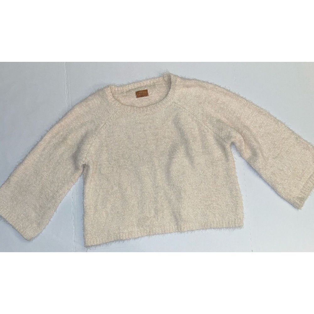 Women's Pol Brand Knit Fuzzy Sweater Size Large Beige